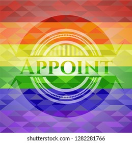 Appoint on mosaic background with the colors of the LGBT flag