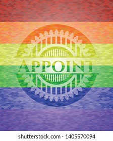 Appoint on mosaic background with the colors of the LGBT flag