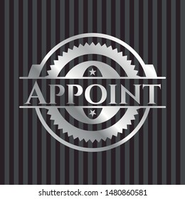 Appoint silver shiny badge. Vector Illustration. Mosaic.