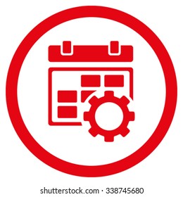 Appointment Adjustment vector icon. Style is flat rounded symbol, red color, rounded angles, white background.
