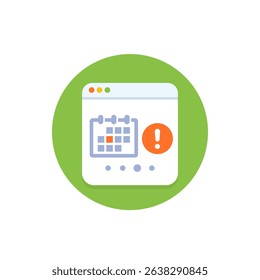 appointment alert, event schedule warning icon, flat design