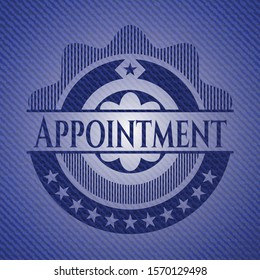 Appointment badge with denim texture. Vector Illustration. Detailed.