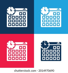 Appointment blue and red four color minimal icon set