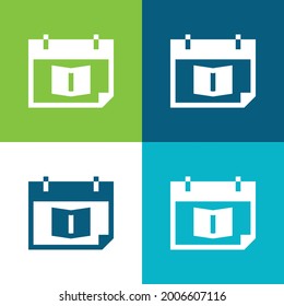 Libro de citas Plano cuatro colores conjunto de iconos mínimo