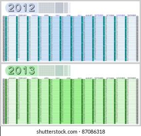 Appointment Calendar for 2012 and 2013. Highlighted sundays. Easy to edit. Space for text/logo/image on top.