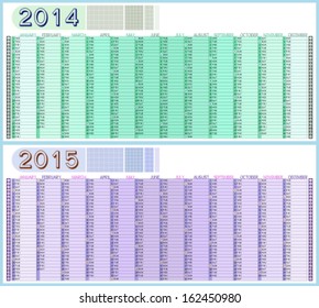 Appointment Calendar for 2014 & 2015. Horizontal. 