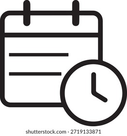 Icono de calendario de citas con reloj – Símbolo de programación y reserva