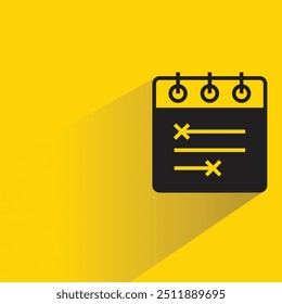 Icono de calendario de cita con sombra sobre fondo amarillo