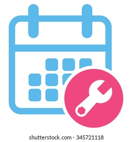 Appointment Configuration vector icon. Style is bicolor flat symbol, pink and blue colors, rounded angles, white background.