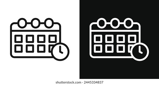 Appointment Date and Calendar Clock Icon Set. Event Scheduling and Business Organizer Symbols.