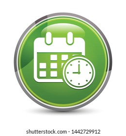 Appointment date calendar icon isolated on elegant green round button vector illustration