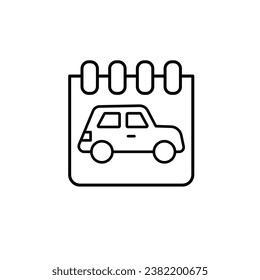 Termin für die Ernennung des Automobil-Service-Symbol, Vorregistrierung für Auto-Reparatur-Symbol im Konturstil auf weißem Hintergrund