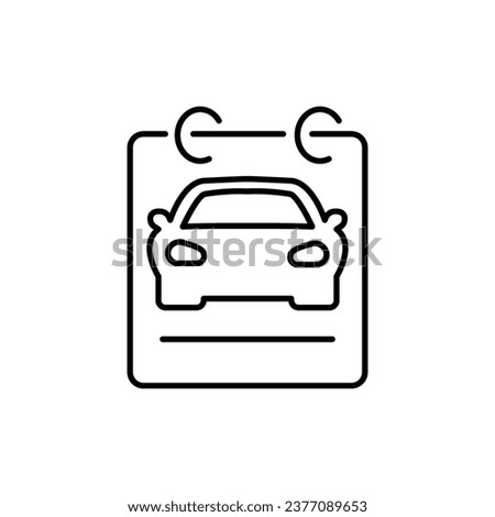 Appointment date for car service icon, pre-registration for auto repair line sign on white background - editable stroke vector illustration