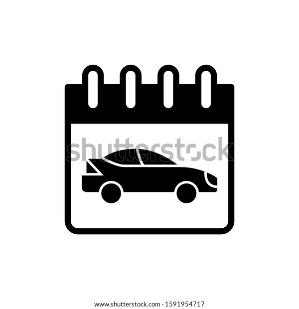Appointment date\
for car service icon, pre-registration for auto repair icon in\
black flat design on white\
background
