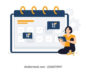 Appointment date on planner calendar, schedule planning and organization of tasks, time management concept illustration