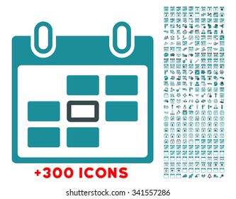 Appointment Date vector icon with additional 300 date and time management pictograms. Style is bicolor flat symbols, soft blue colors, rounded angles, white background.