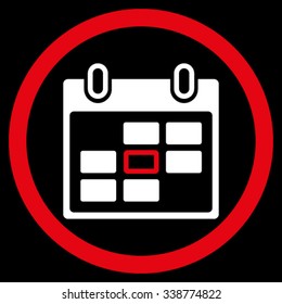 Appointment Date vector icon. Style is bicolor flat rounded symbol, red and white colors, rounded angles, black background.