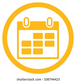 Appointment Days vector icon. Style is flat rounded symbol, yellow color, rounded angles, white background.