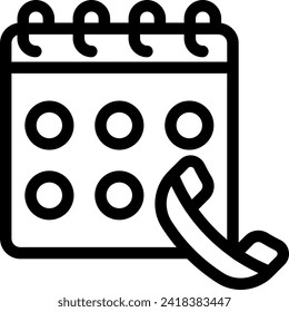 Terminplanungs-Icon mit schwarzem Rahmenstil. Termin, Sitzung, Kalender, Datum, Erinnerung, Geschäft, Zeitplan. Vektorgrafik