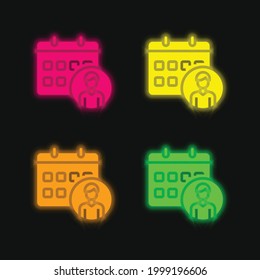 Appointment four color glowing neon vector icon