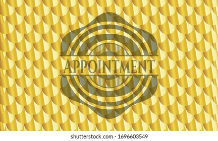 Appointment gold badge. Scales pattern. Vector Illustration. Detailed.