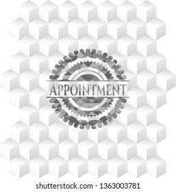 Appointment grey emblem with cube white background