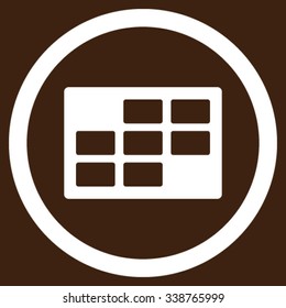 Appointment Grid vector icon. Style is flat rounded symbol, white color, rounded angles, brown background.