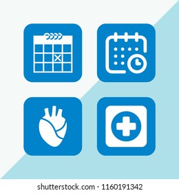 appointment icon. 4 appointment set with calendar and doctor vector icons for web and mobile app