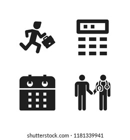 appointment icon. 4 appointment vector icons set. doctor, calendar and employment running late icons for web and design about appointment theme