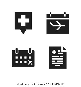 appointment icon. 4 appointment vector icons set. hospital pin, medical result and calendar icons for web and design about appointment theme