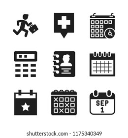 appointment icon. 9 appointment vector icons set. hospital pin, agenda and calendar icons for web and design about appointment theme
