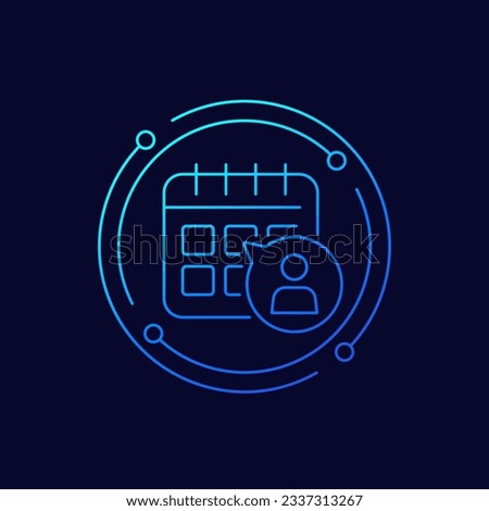 appointment icon with a calendar, linear design