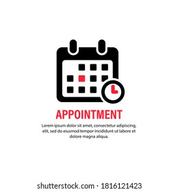 Appointment icon. Calendar with spesific date. Bussiness concept. Reminder, planner, organizer. Vector on isolated white background. EPS 10