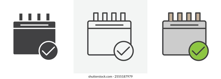 Appointment icon collection in black and colored style.