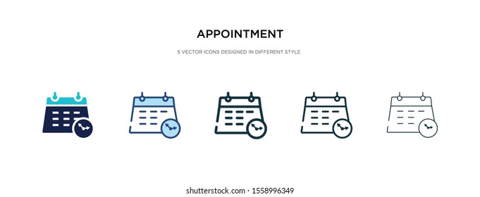appointment icon in different style vector illustration. two colored and black appointment vector icons designed in filled, outline, line and stroke style can be used for web, mobile, ui