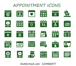  appointment icon set. 30 filled appointment icons. Simple modern icons about  - Calendar, Event, Timetable, Schedule