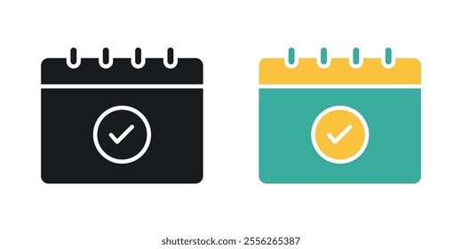 Appointment icon set in black and colored versions.