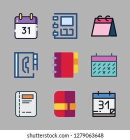 appointment icon set. vector set about agenda, calendar and weekly calendar icons set.