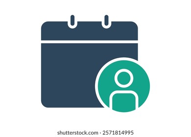 Appointment icon. solid icon style. calendar with people. icon related to time and date. time elements vector illustration