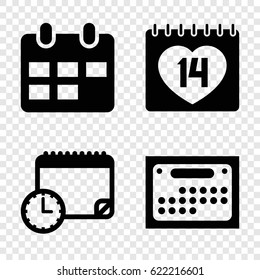 Appointment icons set. set of 4 appointment filled icons such as 14 date, calendar