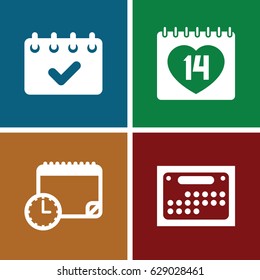 Appointment icons set. set of 4 appointment filled icons such as 14 date, calendar