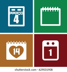 Appointment icons set. set of 4 appointment filled icons such as 14 date, 1st day calendar, 4th date calendar