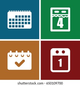 Appointment icons set. set of 4 appointment filled icons such as 1st day calendar, calendar