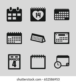 Appointment icons set. set of 9 appointment filled icons such as 14 date, calendar, 4th date calendar