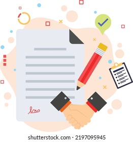 Diseño de iconos vectores de carta de nombramiento, Concepto de documento de contrato de empleado, Símbolo Hrm, Firma de contrato de personal, ilustración de stock de elemento comercial