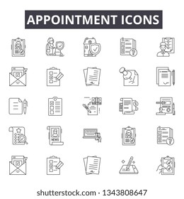 Appointment line icons for web and mobile design. Editable stroke signs. Appointment  outline concept illustrations