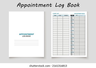 Appointment logbook planner template design for KDP Interior. Low content KDP interior