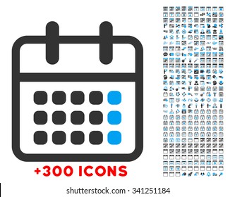 Appointment Month vector icon with additional 300 date and time management pictograms. Style is bicolor flat symbols, blue and gray colors, rounded angles, white background.