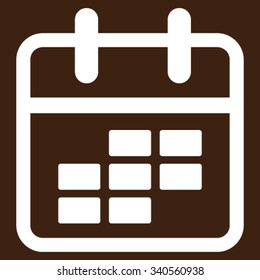 Appointment Month vector icon. Style is flat symbol, white color, rounded angles, brown background.