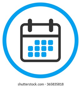 Appointment Month vector icon. Style is bicolor flat circled symbol, blue and gray colors, rounded angles, white background.